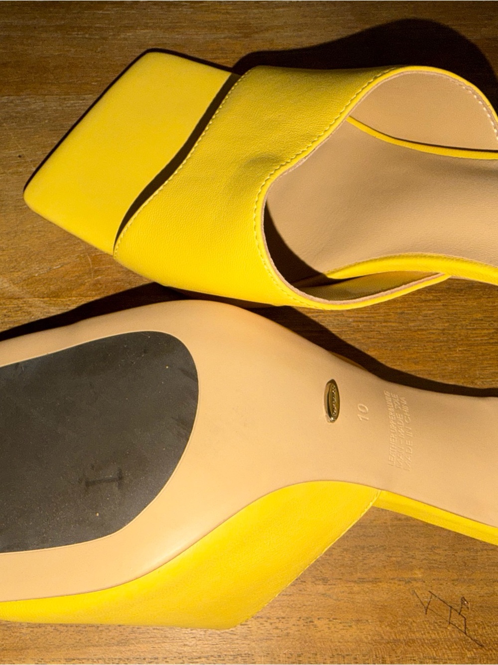 Tony Bianco Yellow Square-Toe Slide Mules - Picture 5 of 6